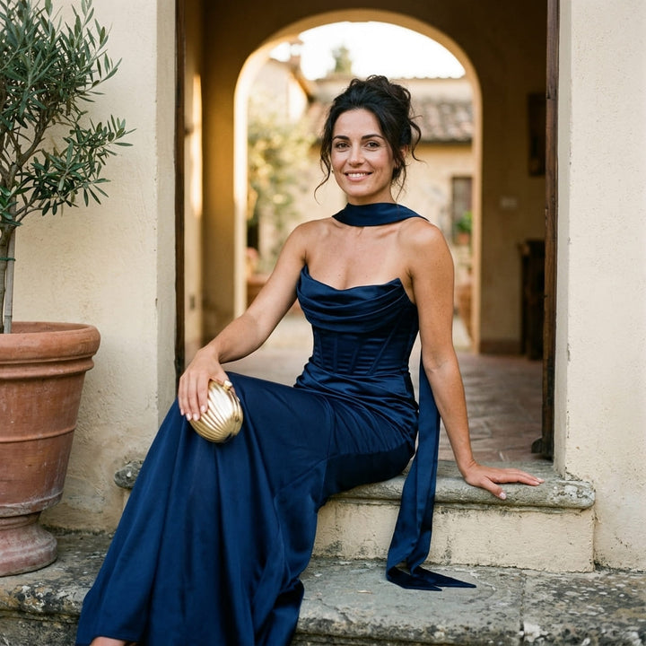 Clara — Abito Lungo con Foulard