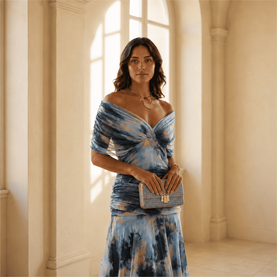 Martina  — Abito Off-the-Shoulder con Scollo Drappeggiato
