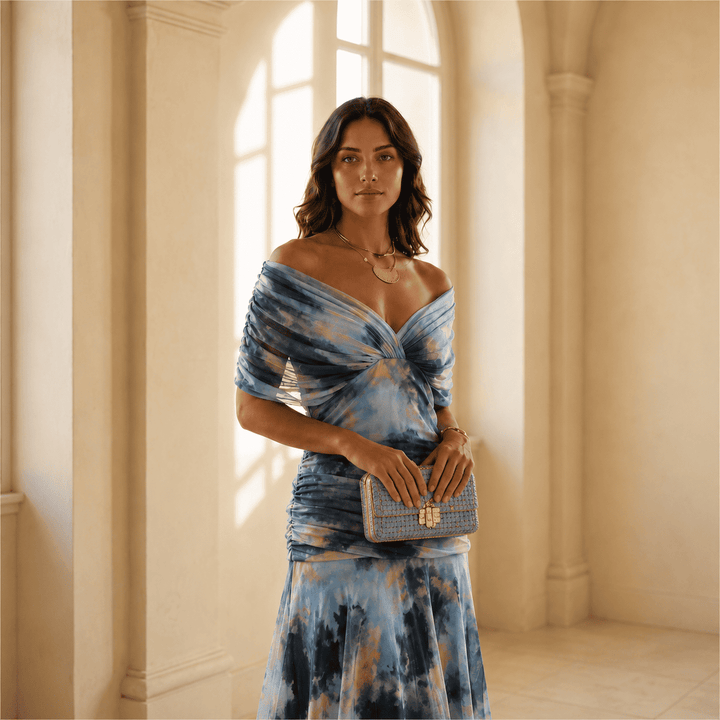 Martina  — Abito Off-the-Shoulder con Scollo Drappeggiato