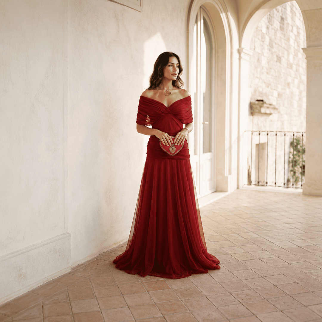 Martina  — Abito Off-the-Shoulder con Scollo Drappeggiato
