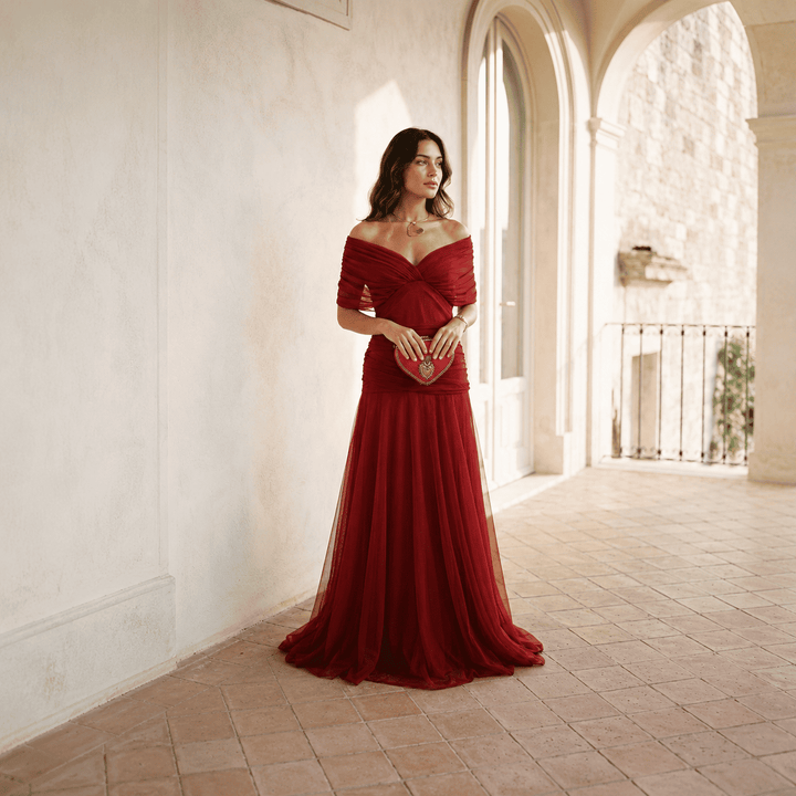 Martina  — Abito Off-the-Shoulder con Scollo Drappeggiato