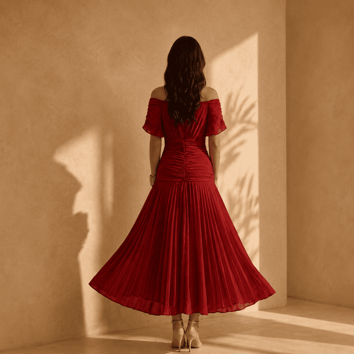 Martina  — Abito Off-the-Shoulder con Scollo Drappeggiato