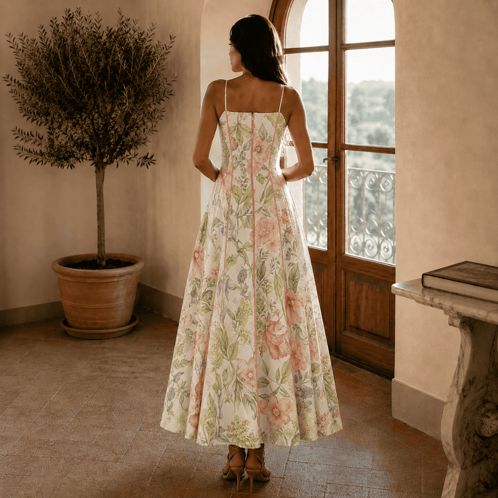 Vittoria - Abito Midi Floreale con Corsetto