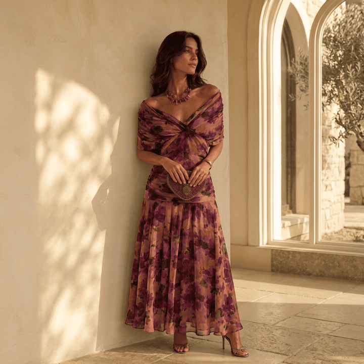 Martina  — Abito Off-the-Shoulder con Scollo Drappeggiato