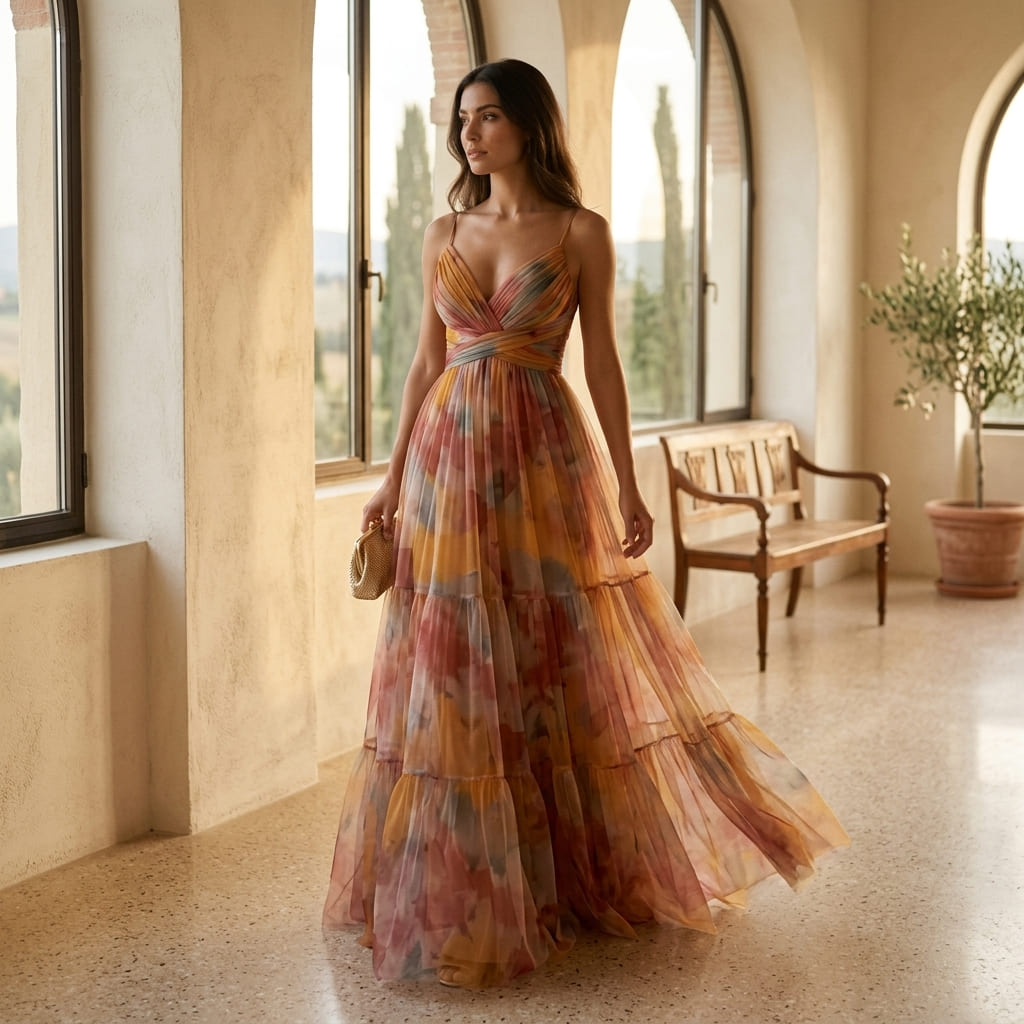 Antonella — Abito Floreale Sfumato
