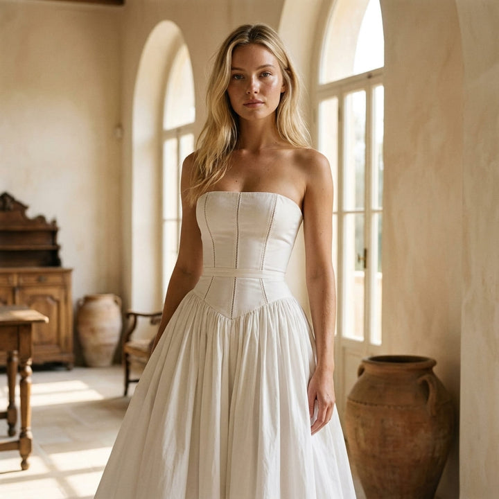 Women's Temperament Commuting Suspender Dress Summer Elegant and Gentle Style Thin Floral Sleeveless Chest Mid-waist Long Skirt