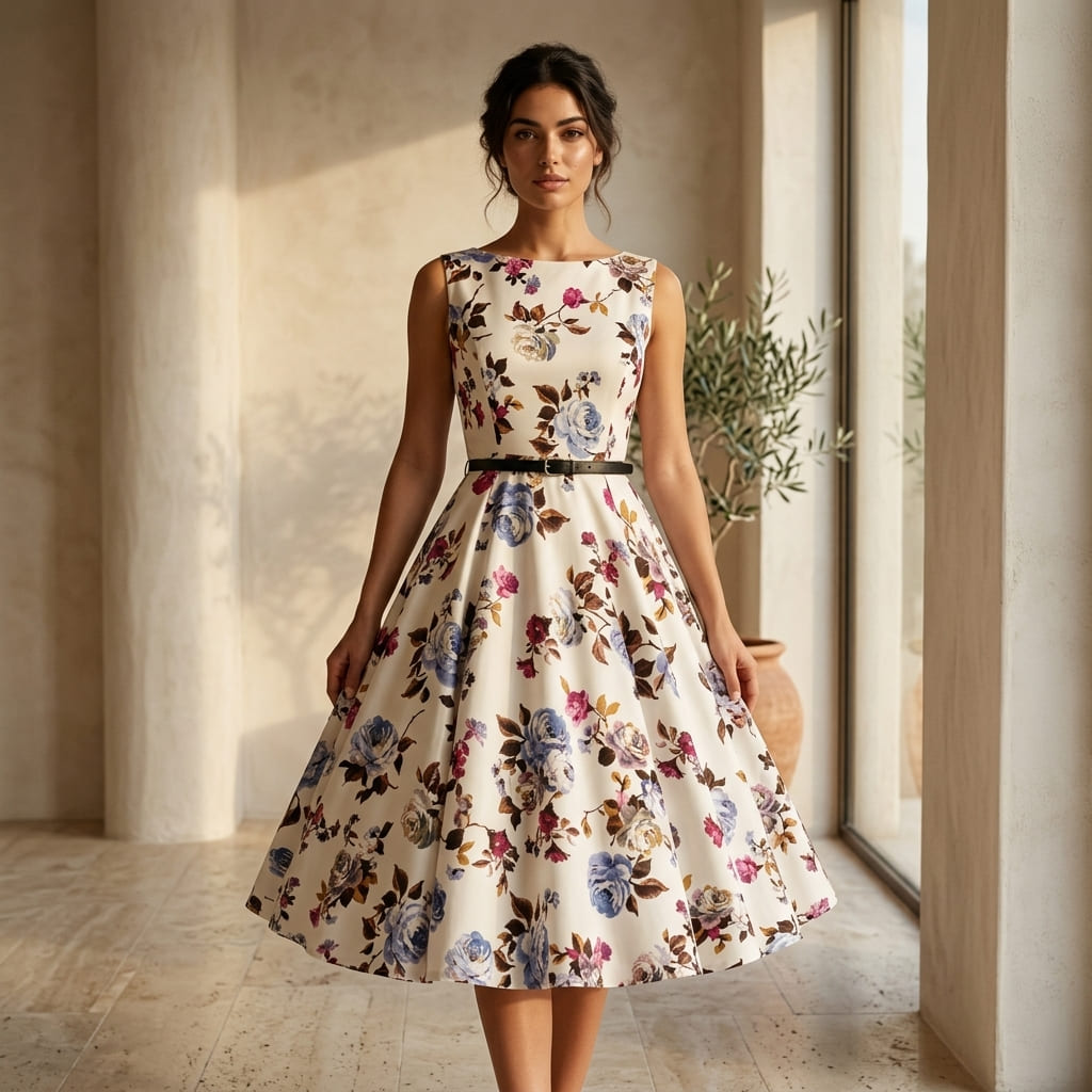 Summer Dresses Clothing Floral Robe Retro Swing Casual Vintage Rockabilly Dresses