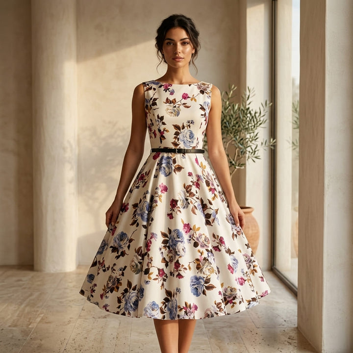 Summer Dresses Clothing Floral Robe Retro Swing Casual Vintage Rockabilly Dresses