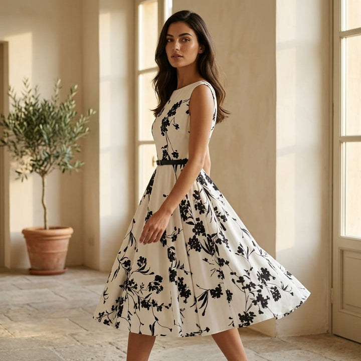 Summer Dresses Clothing Floral Robe Retro Swing Casual Vintage Rockabilly Dresses