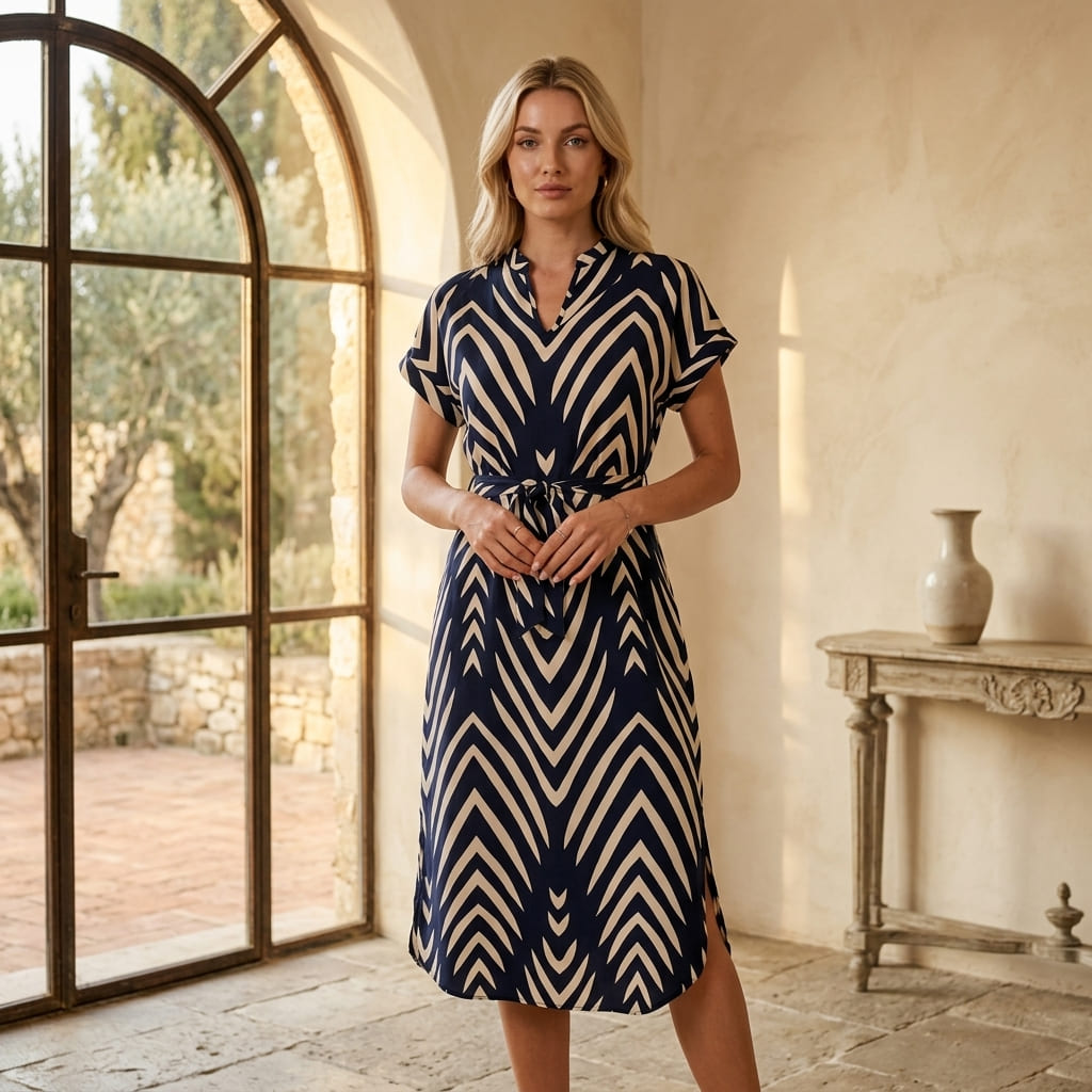 Lucrezia - Vestito a Portafoglio con Motivo Chevron