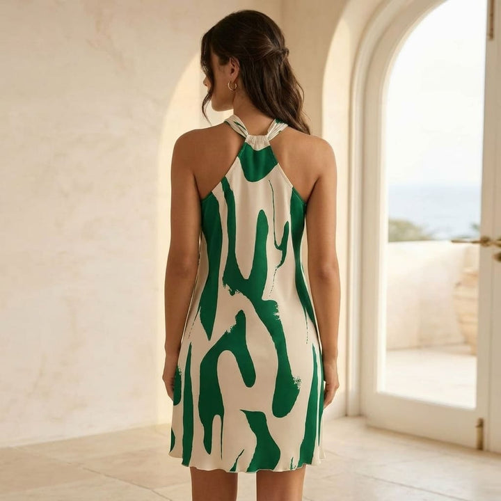 new spring and summer printed sexy off-shoulder lace-up loose women's dress