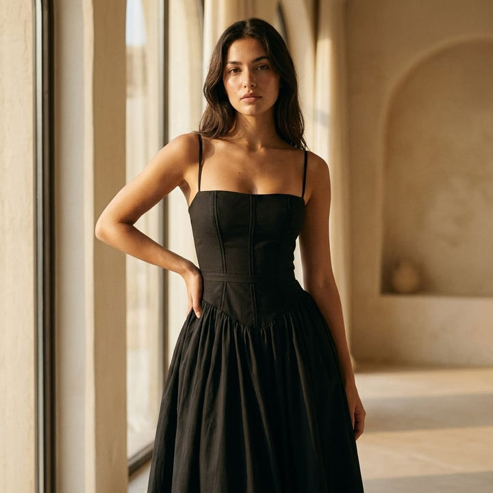 Women's Temperament Commuting Suspender Dress Summer Elegant and Gentle Style Thin Floral Sleeveless Chest Mid-waist Long Skirt