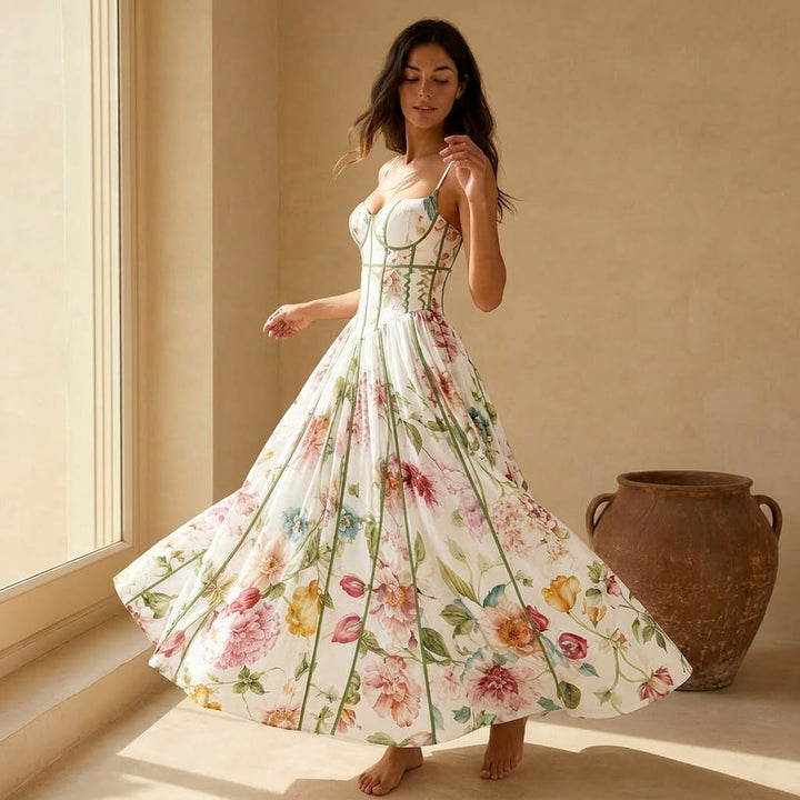 Vittoria - Abito Midi Floreale con Corsetto