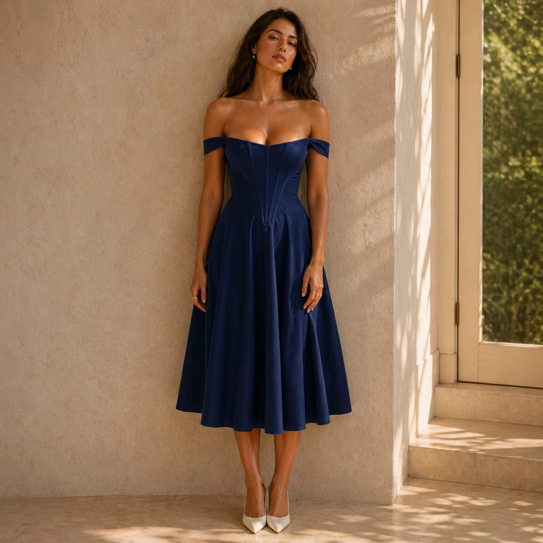 Giulia — Abito a bustier rosso con spacco